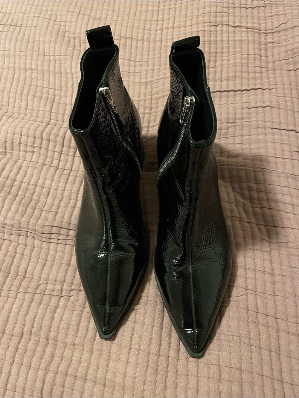 Everlane Pebbled Black Patent Leather The Boss Ankle Boots 8.5 View 4